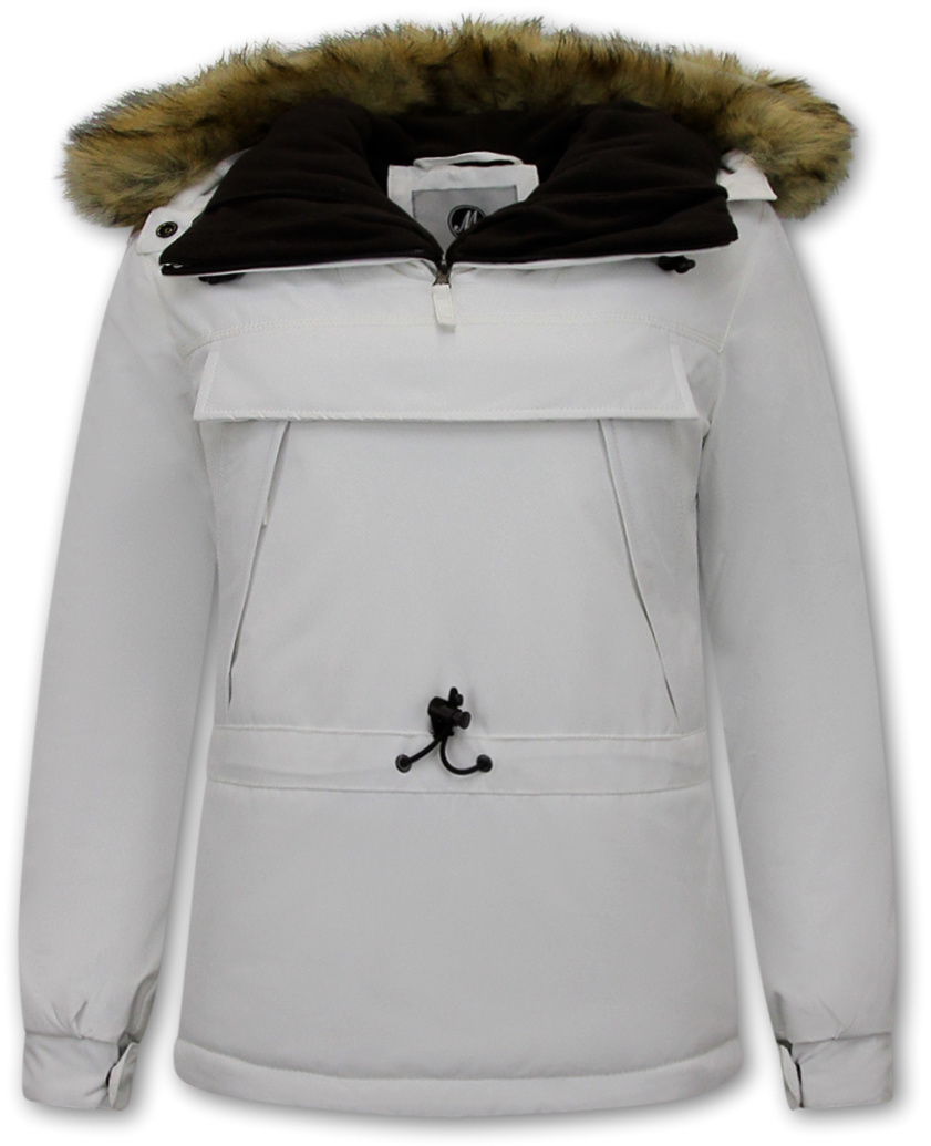Anorak Kort Parkas Jacka Dam Vit