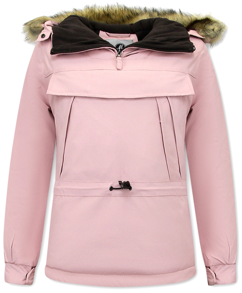 Anorak Kort Parkas Jacka Dam Ljusrosa