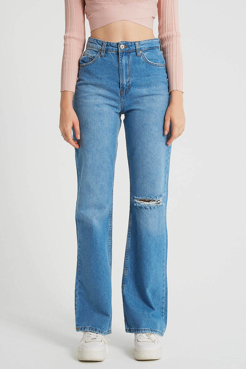 Jeans High Waist - D - Blå