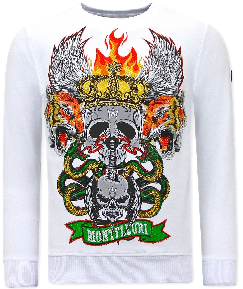 SweaT-Shirt Herr Skull Head Vit