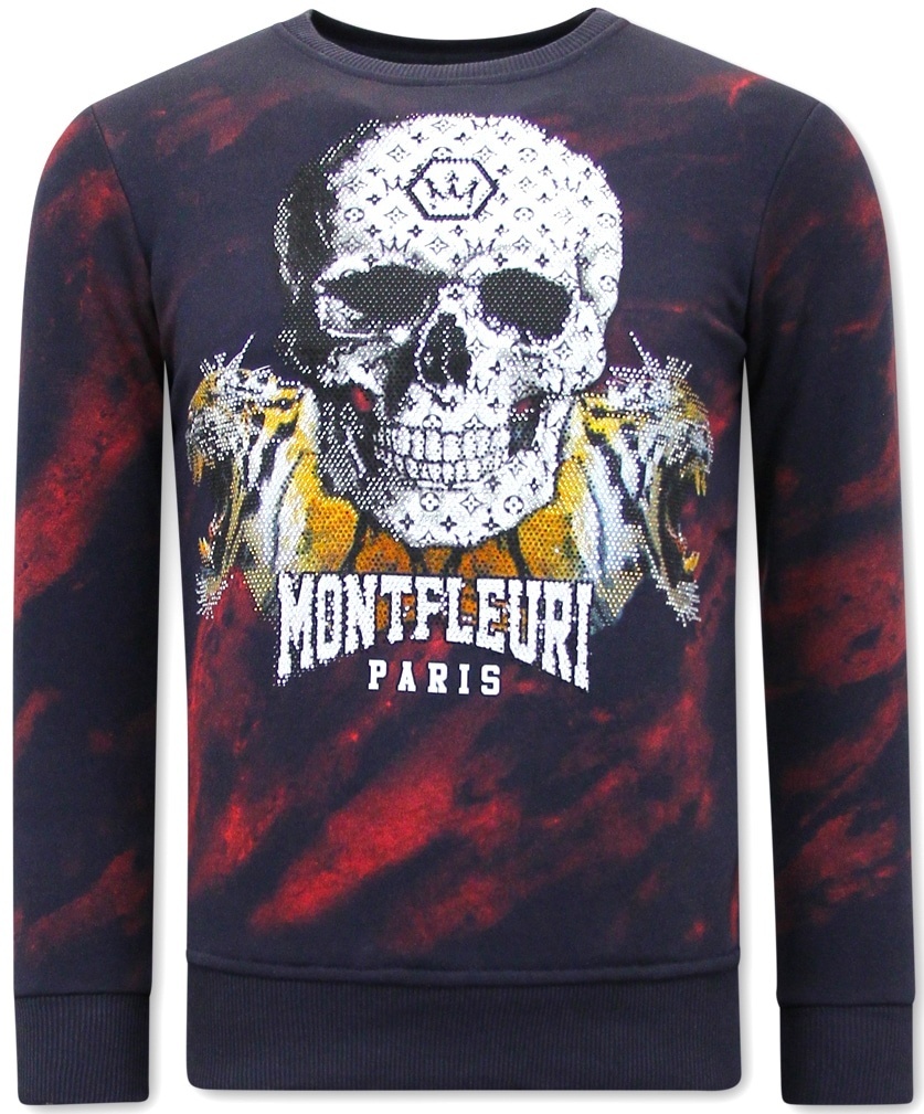 SweaT-Shirt Herr Skull Tiger Röd