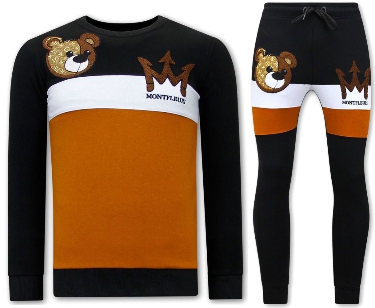 Träningsdräkt Svettdräkt Teddy Bear Print - Svart