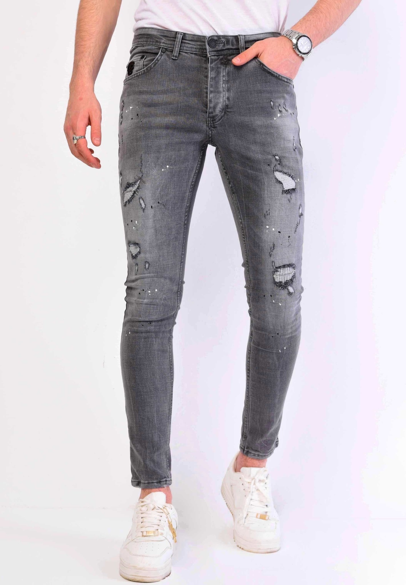 Trendiga Jeans Herr Slim Fit - Gra