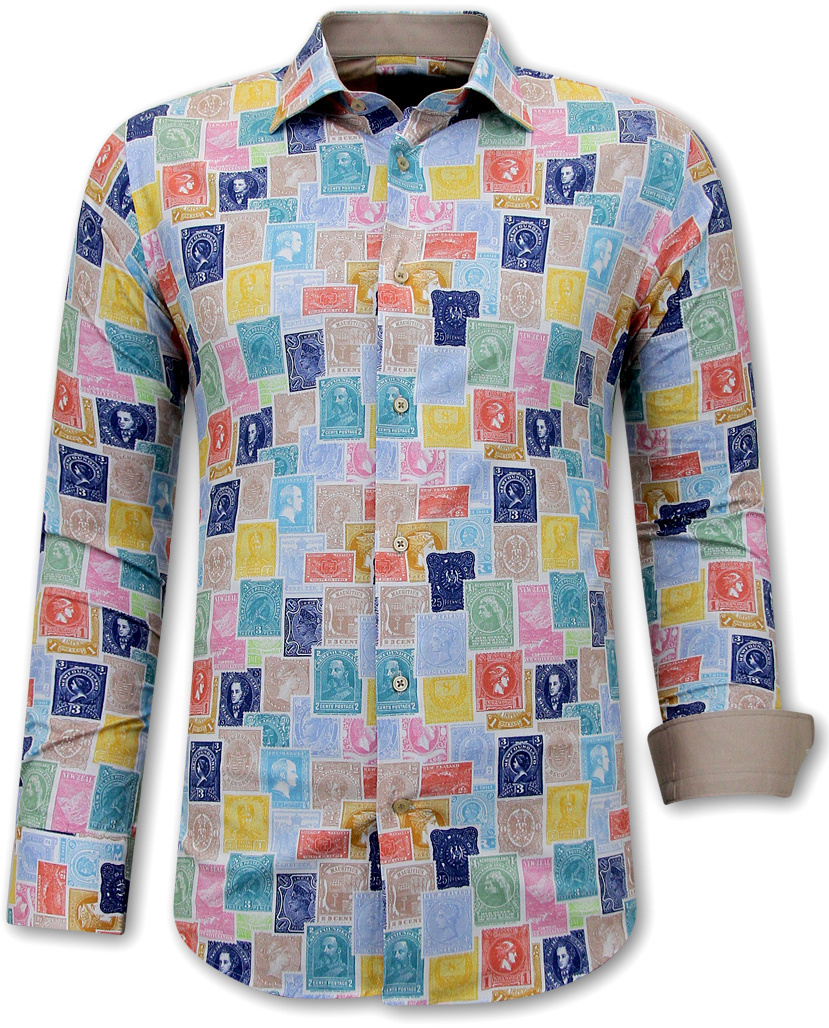 Stempeldruck Herrskjortor Slim Fit -