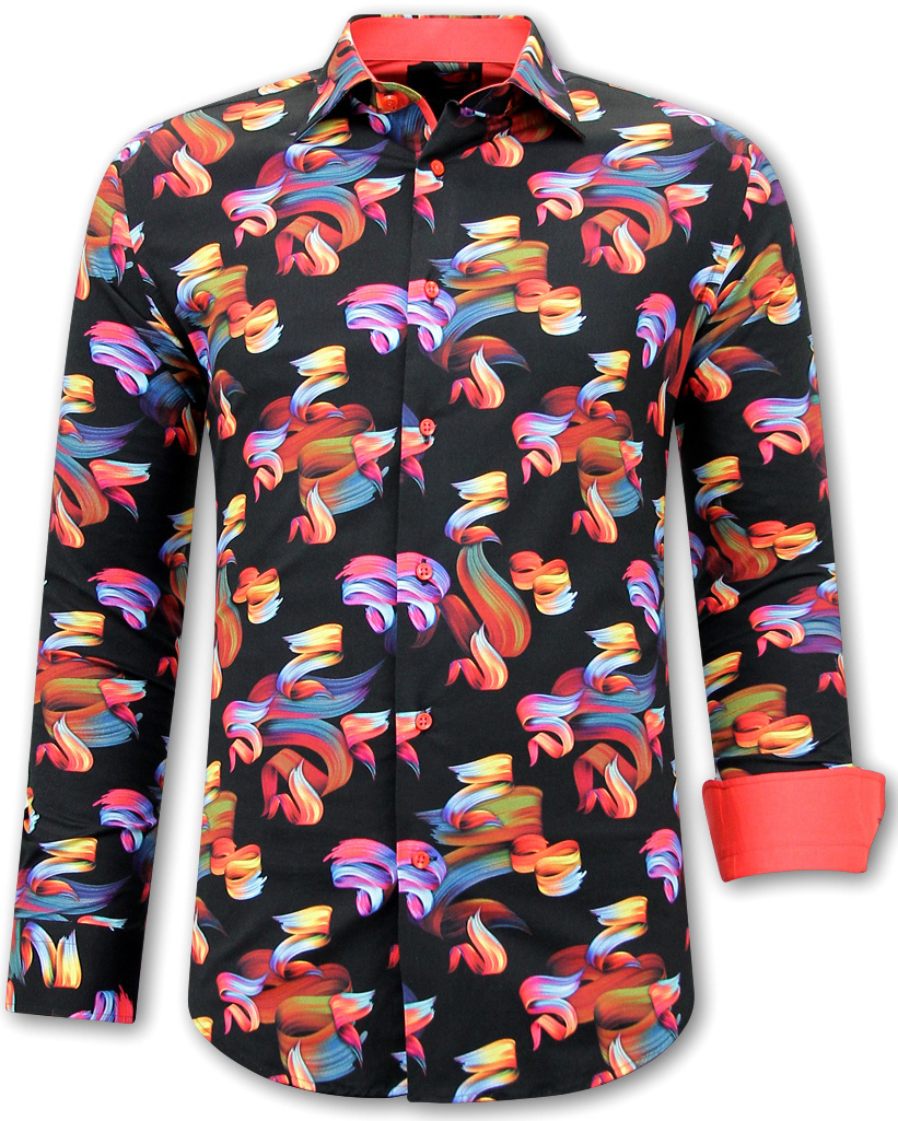 Figursydd Skjorta Slim Fit Svart