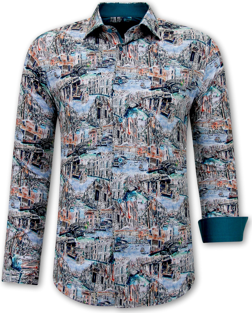 Målning Skjorta Herr Slim Fit Gron
