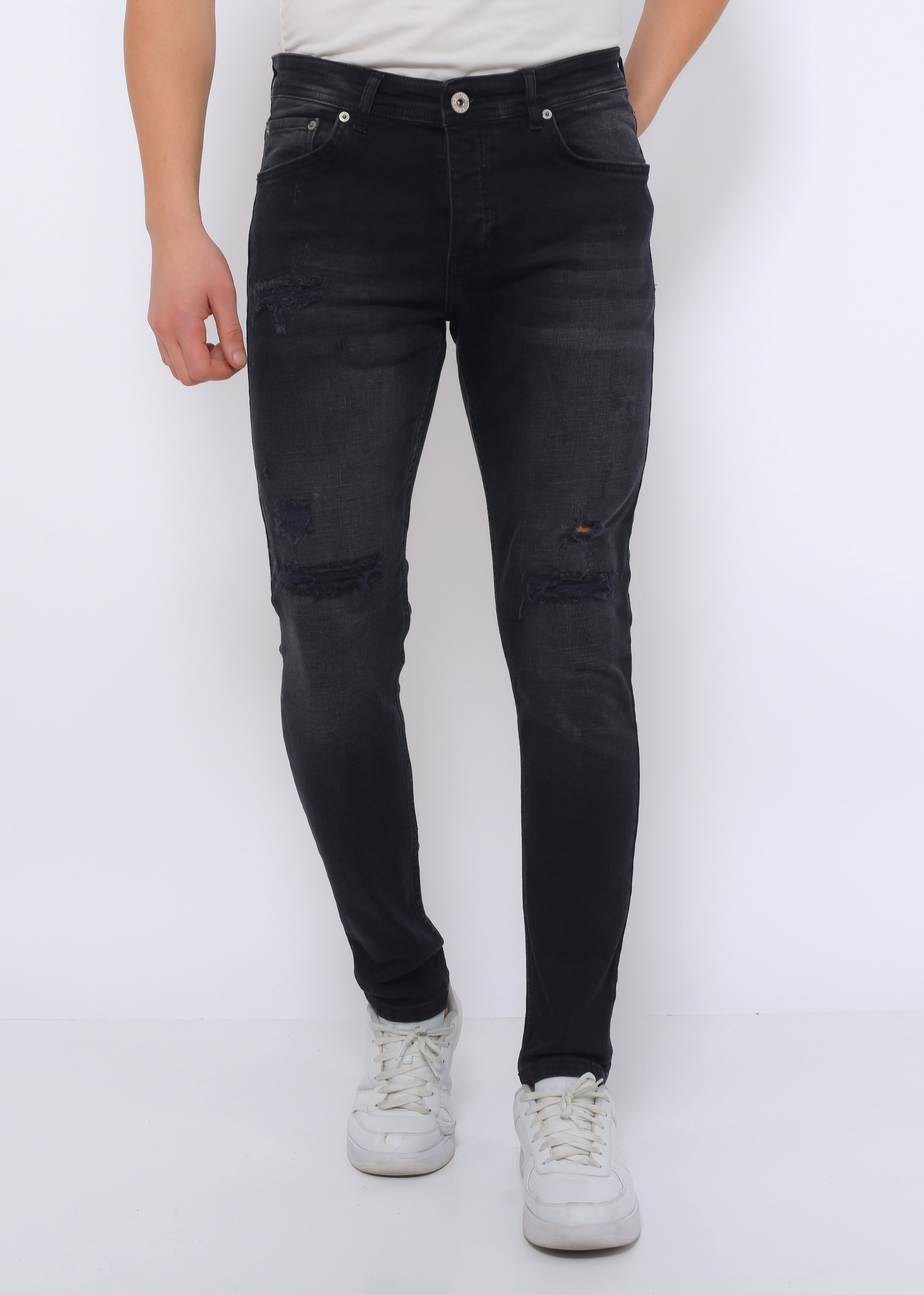 Jeans Med Slitning Slim Fit - DC- - Svart