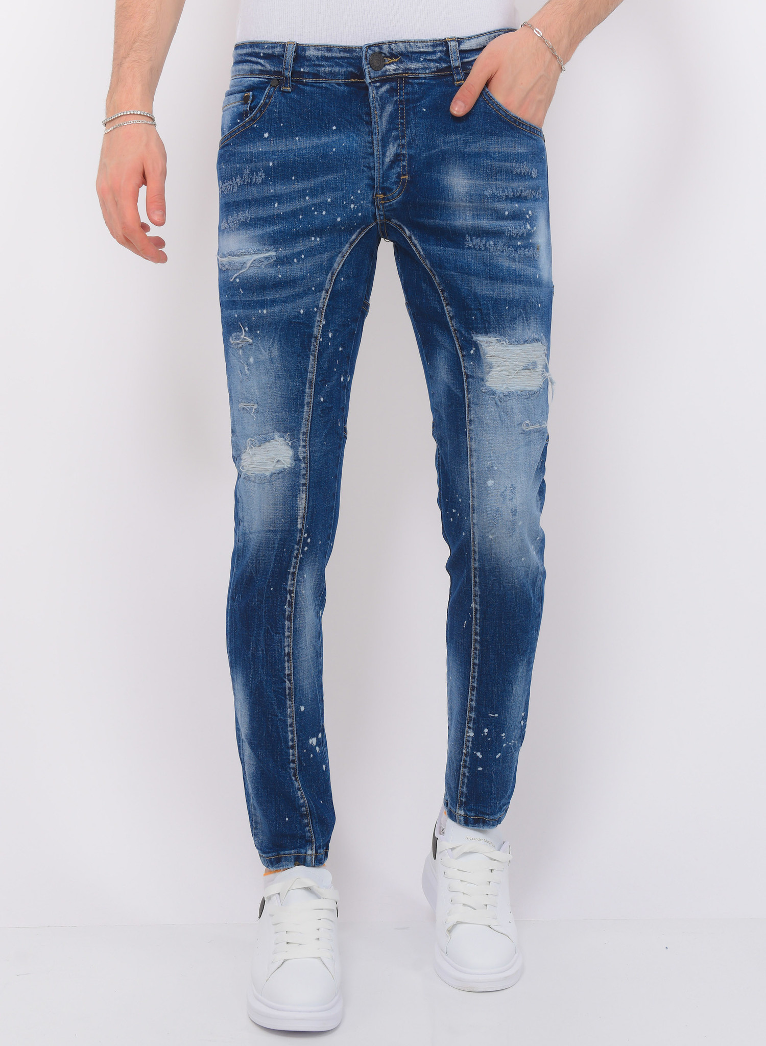 Destroyed Jeans HerrStonewashed Slim Fit - Bla