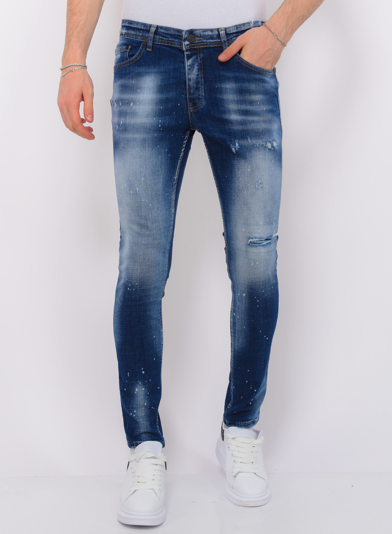 Blue Stone Washed Jeans Herr Slim Fit - Bla