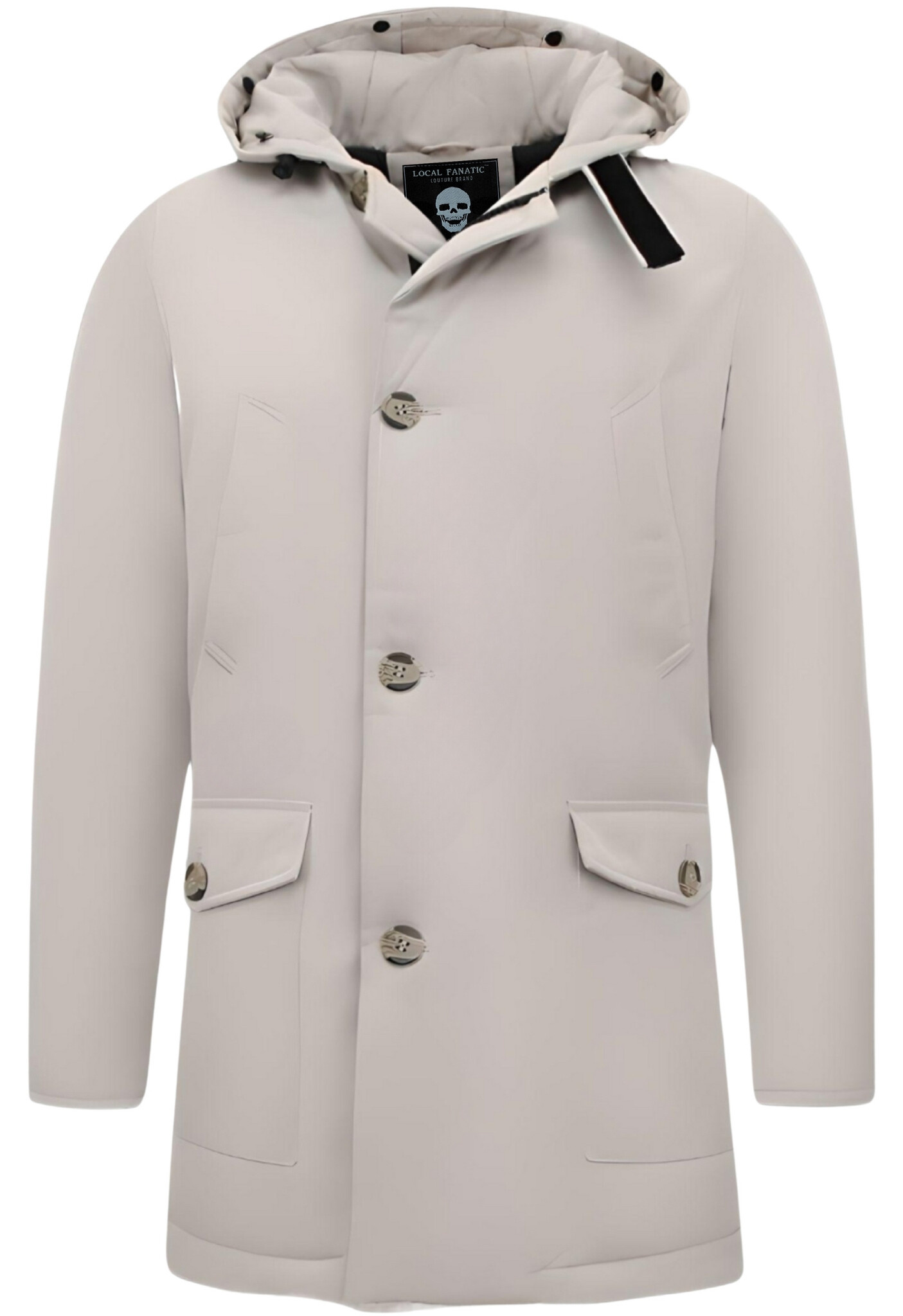 Beige Jacka Herr Med Huva