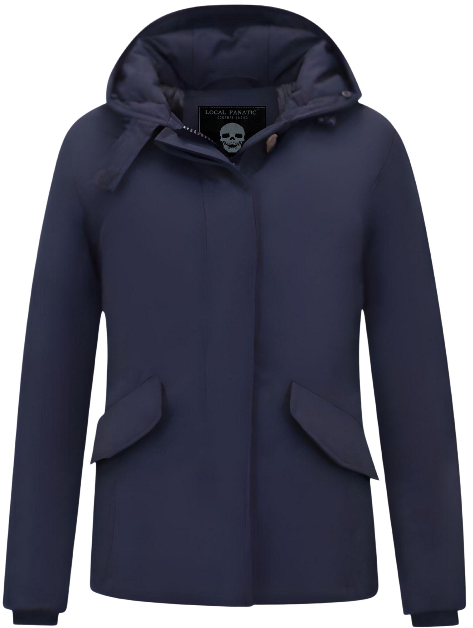 Kort Parkas Dam Med Huva Blå