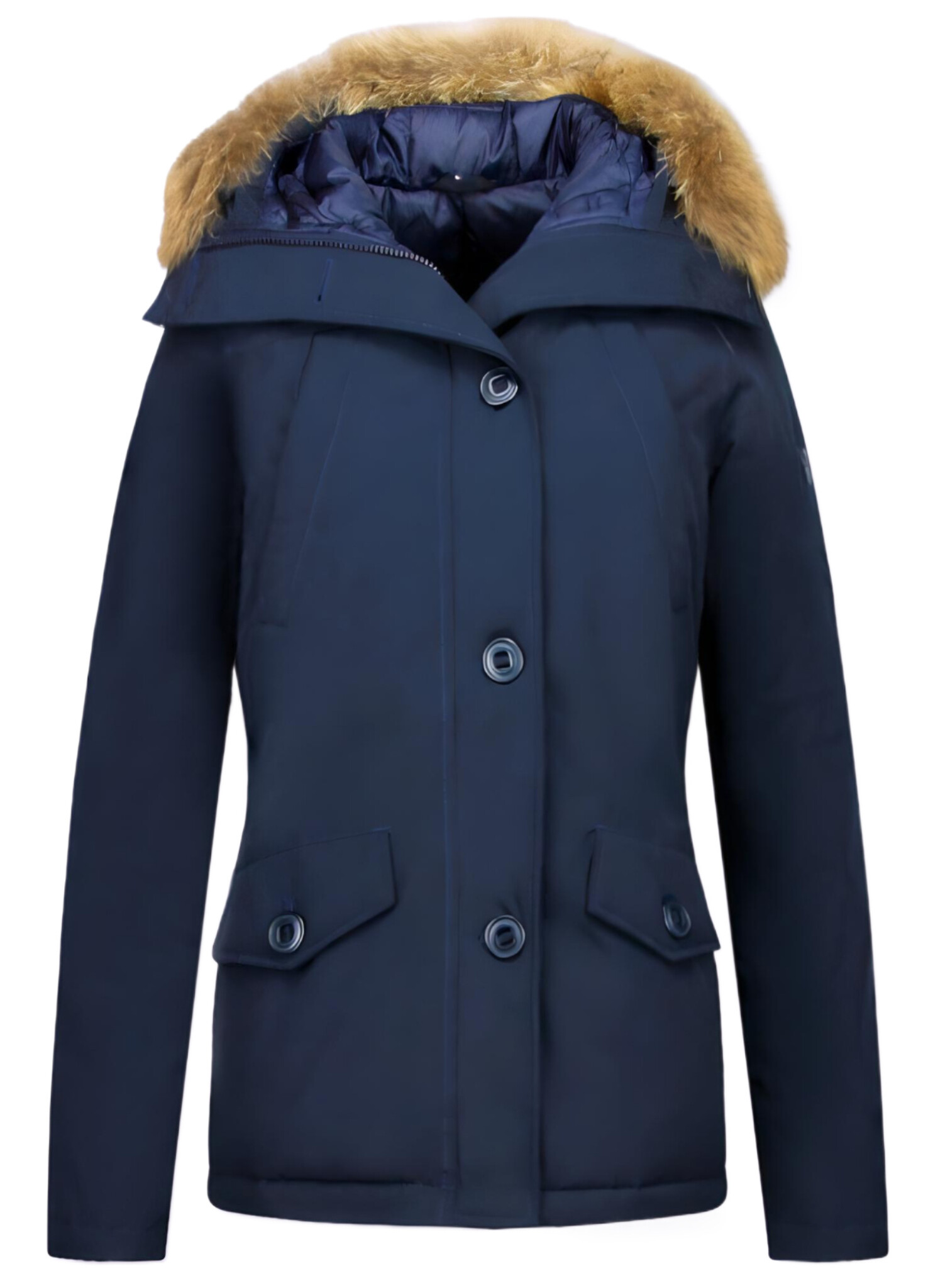 Vinterjacka Kanada Kort - Parka Sidfickor Kvinnors - B - Blå