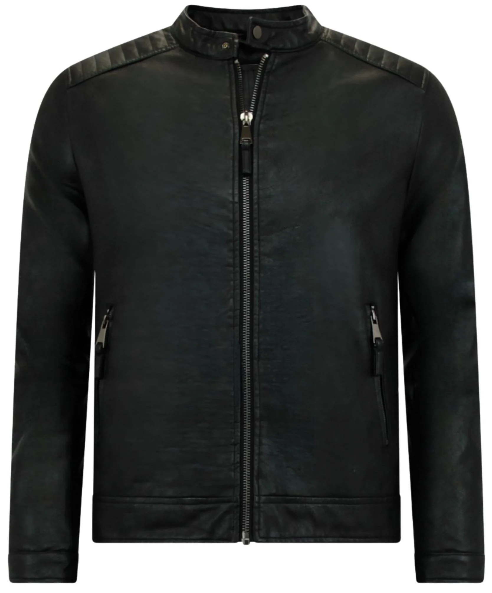 Imitation Skinnjacka Män - Biker Jacket Svart