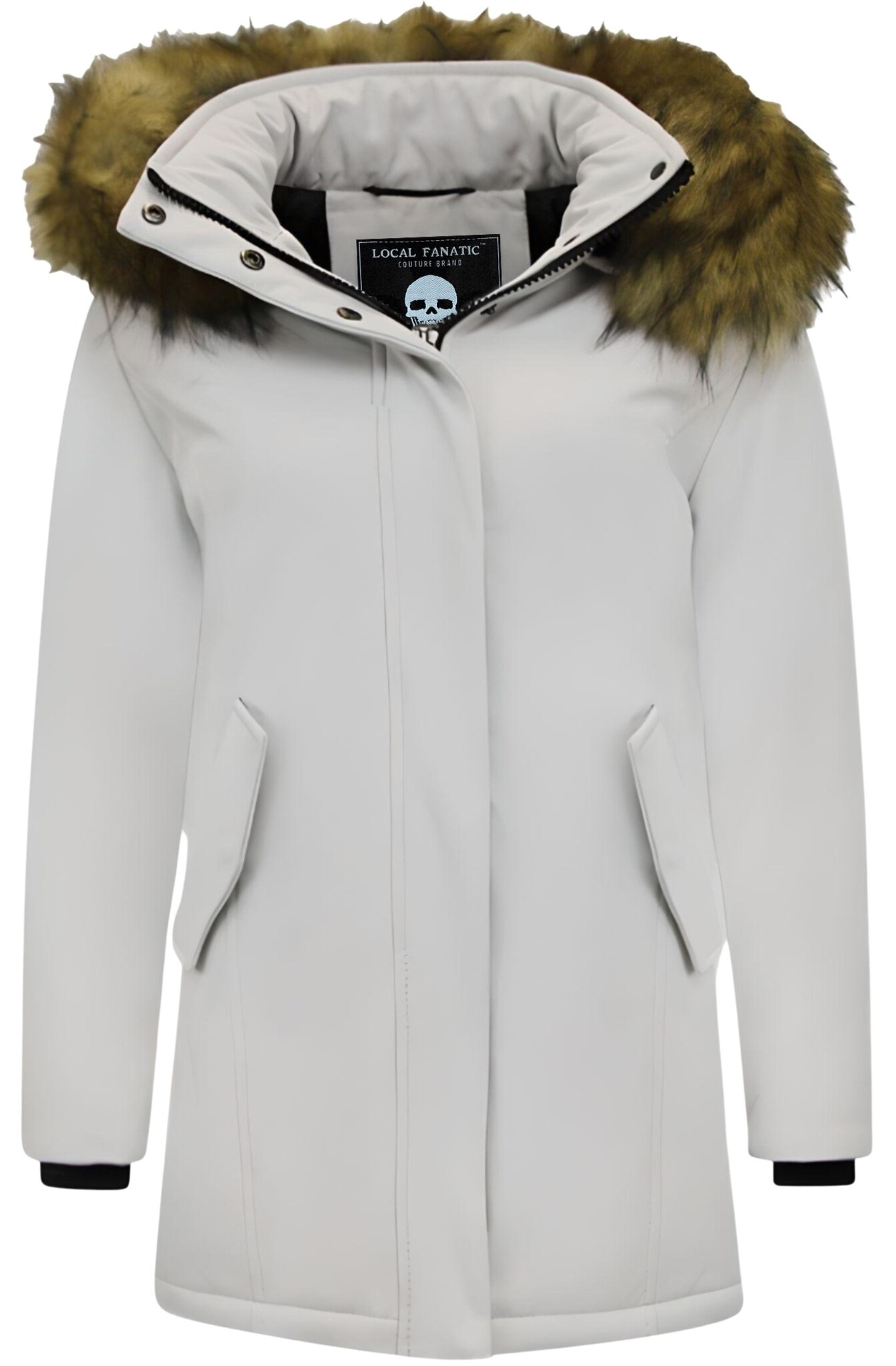 Parka Damer - Äkta Pälskrage - Slim Fit - Beige