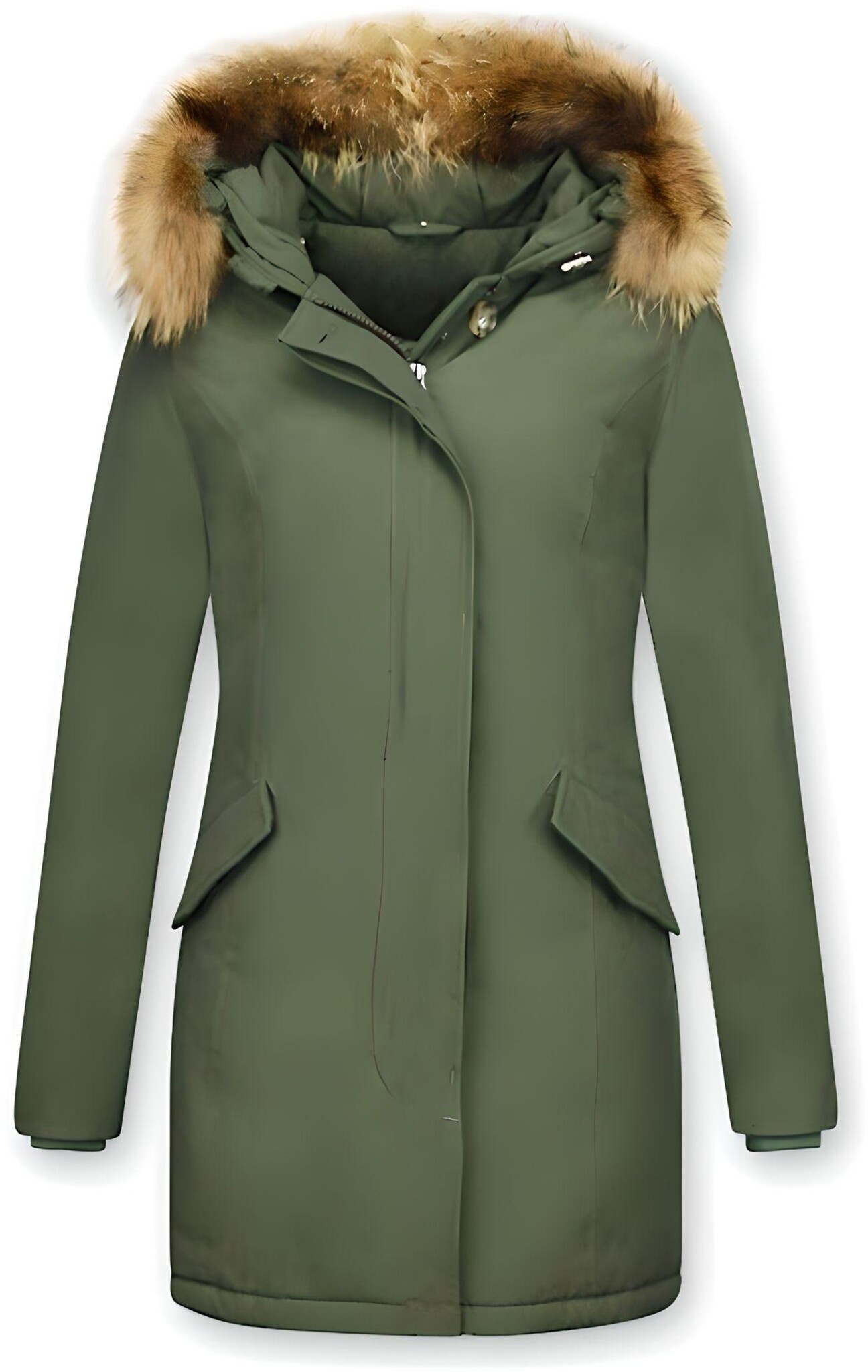 Kvinnor Vinterjackor Varma - Wooly Jacka Lang Khaki