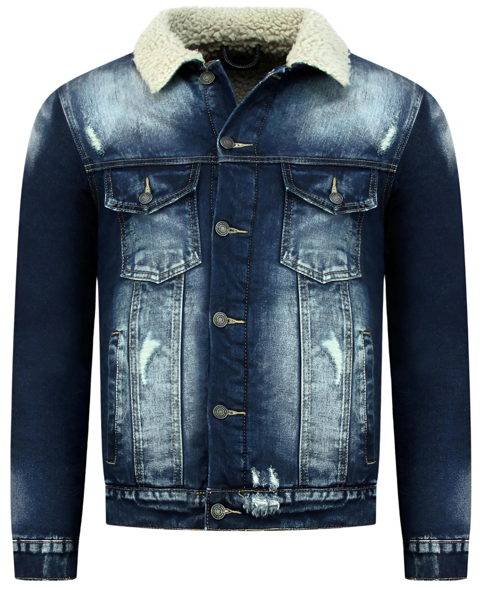 Jeansjacka Med Päls - Trucker Jacke - Blå