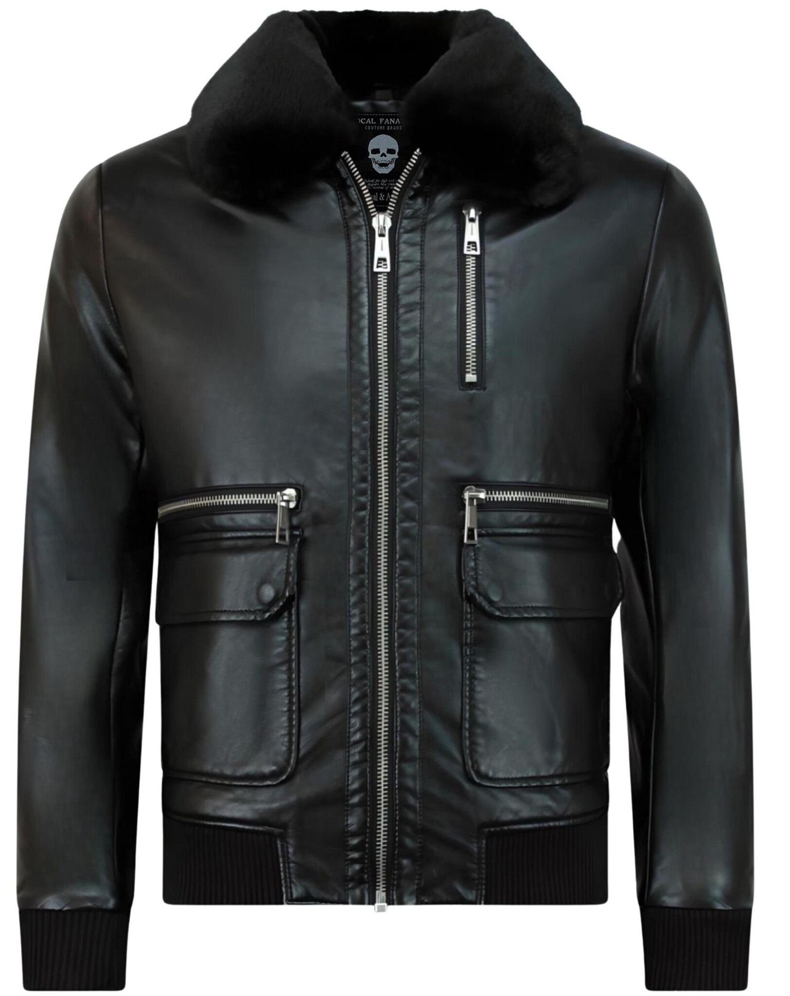 Pilotjacka Skinn Herr - Faux Leather Jacket - Svart