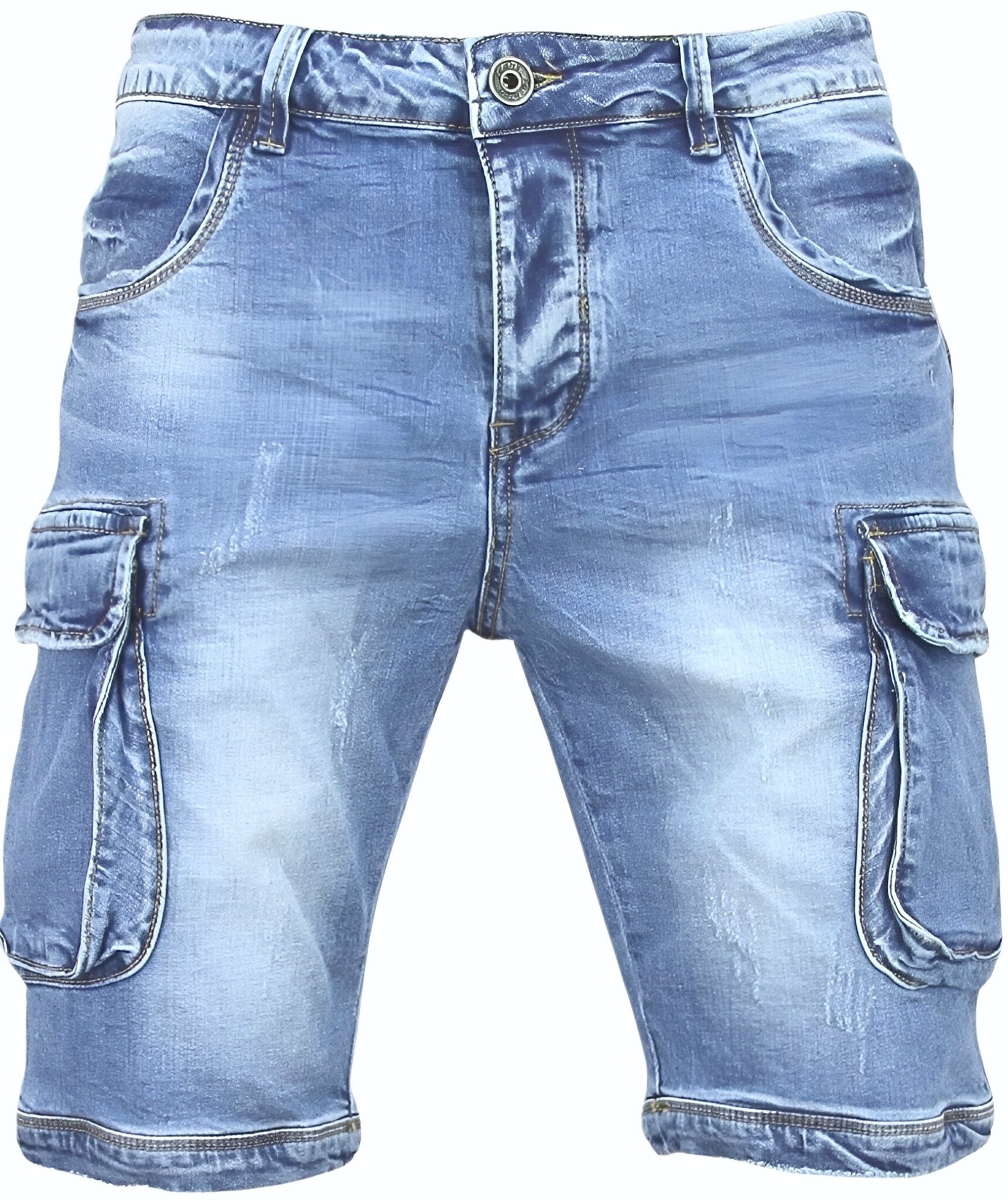 Korta Jeans Herr - Jeansshorts Med Fickor - Blå