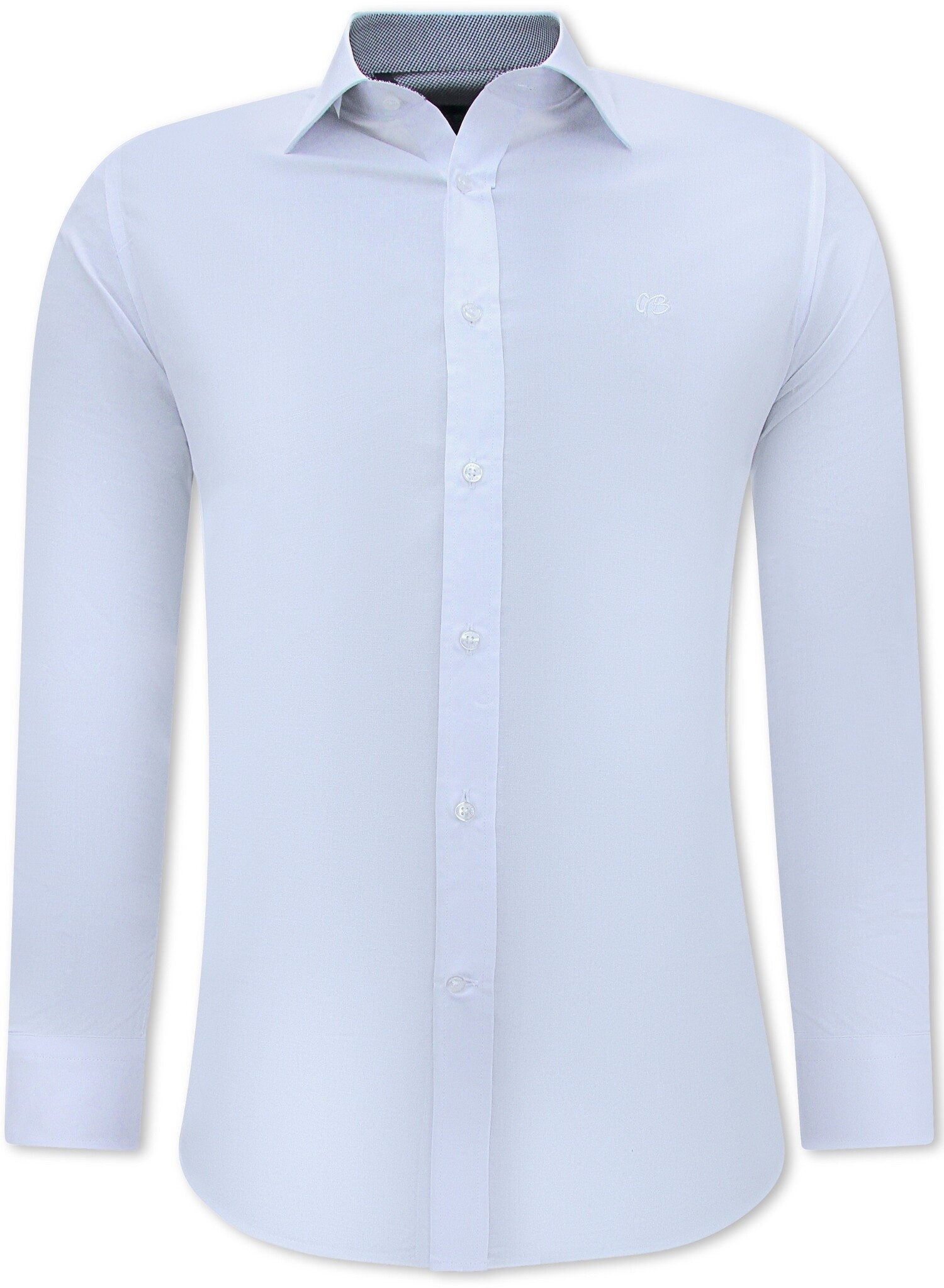 A Skjortor För Män - Blus Med Slim Fit Passform Och Stretch - Vit