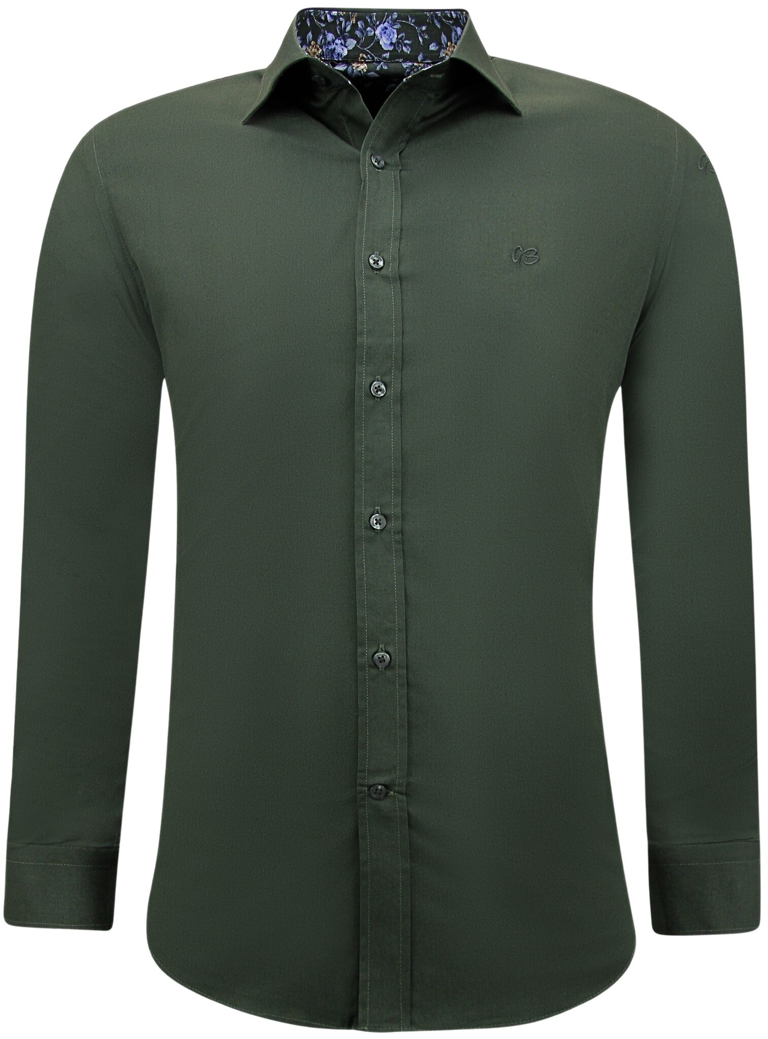 Formella Skjortor För Män - Blus Med Slim Fit Och Stretch - Grön
