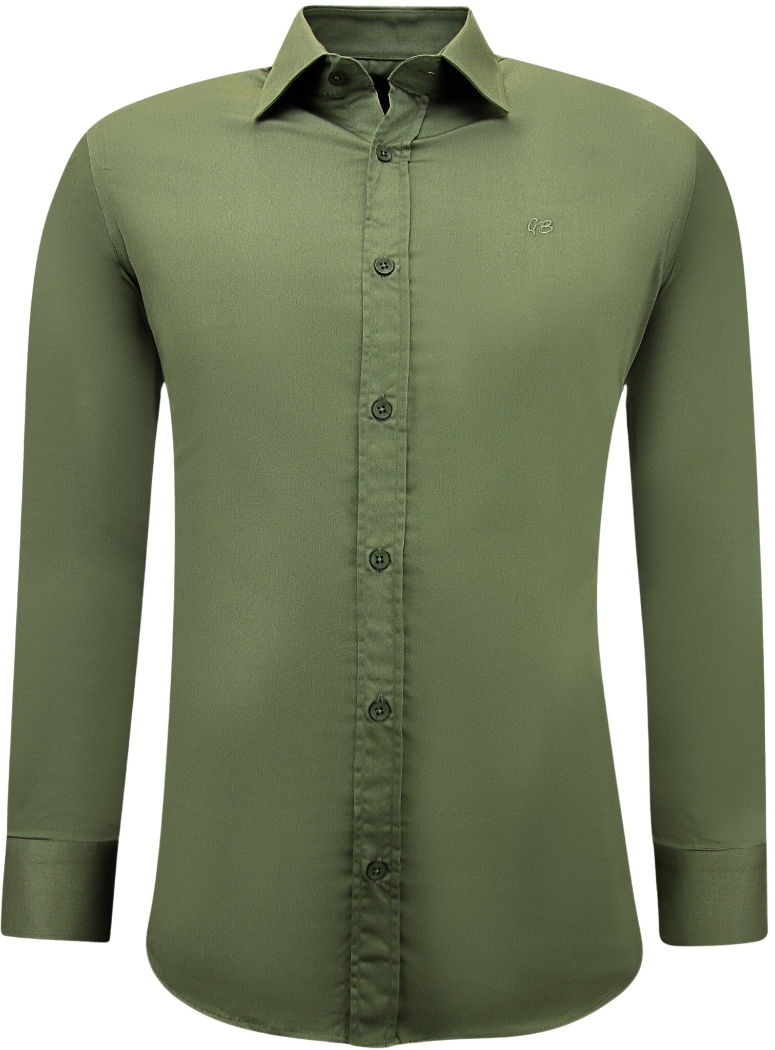 A Business Slim Fit Satin Skjortor Herr Enfärgad - Grön