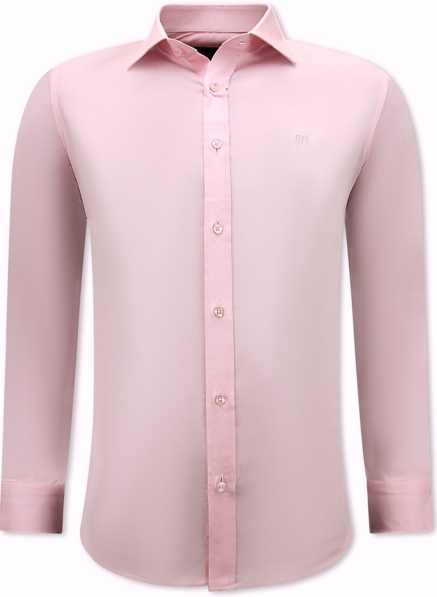 Business Smart Satinskjorta För Män Slim Fit - Rosa