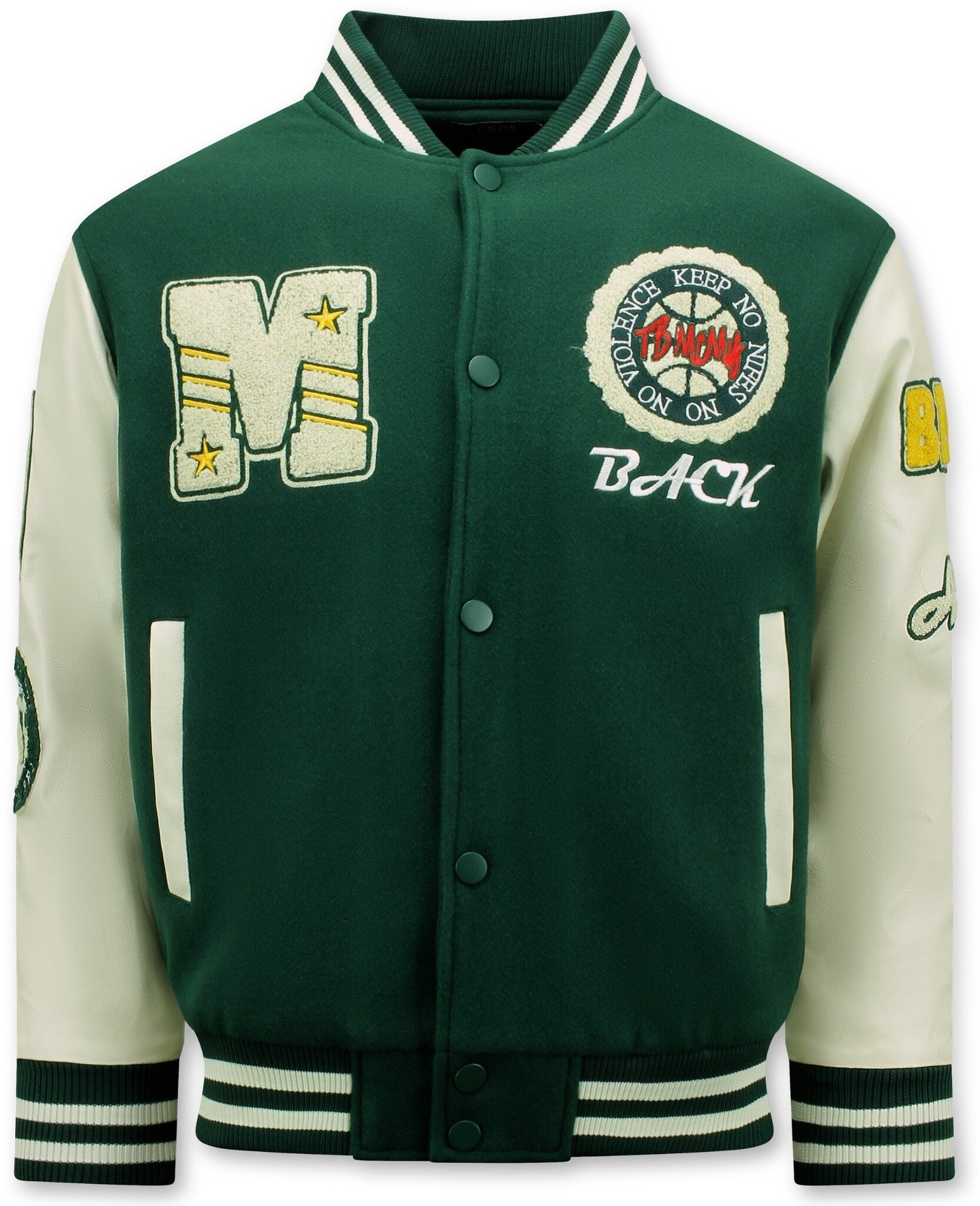 Vintage Oversized Varsity Jacka För Män - Grön