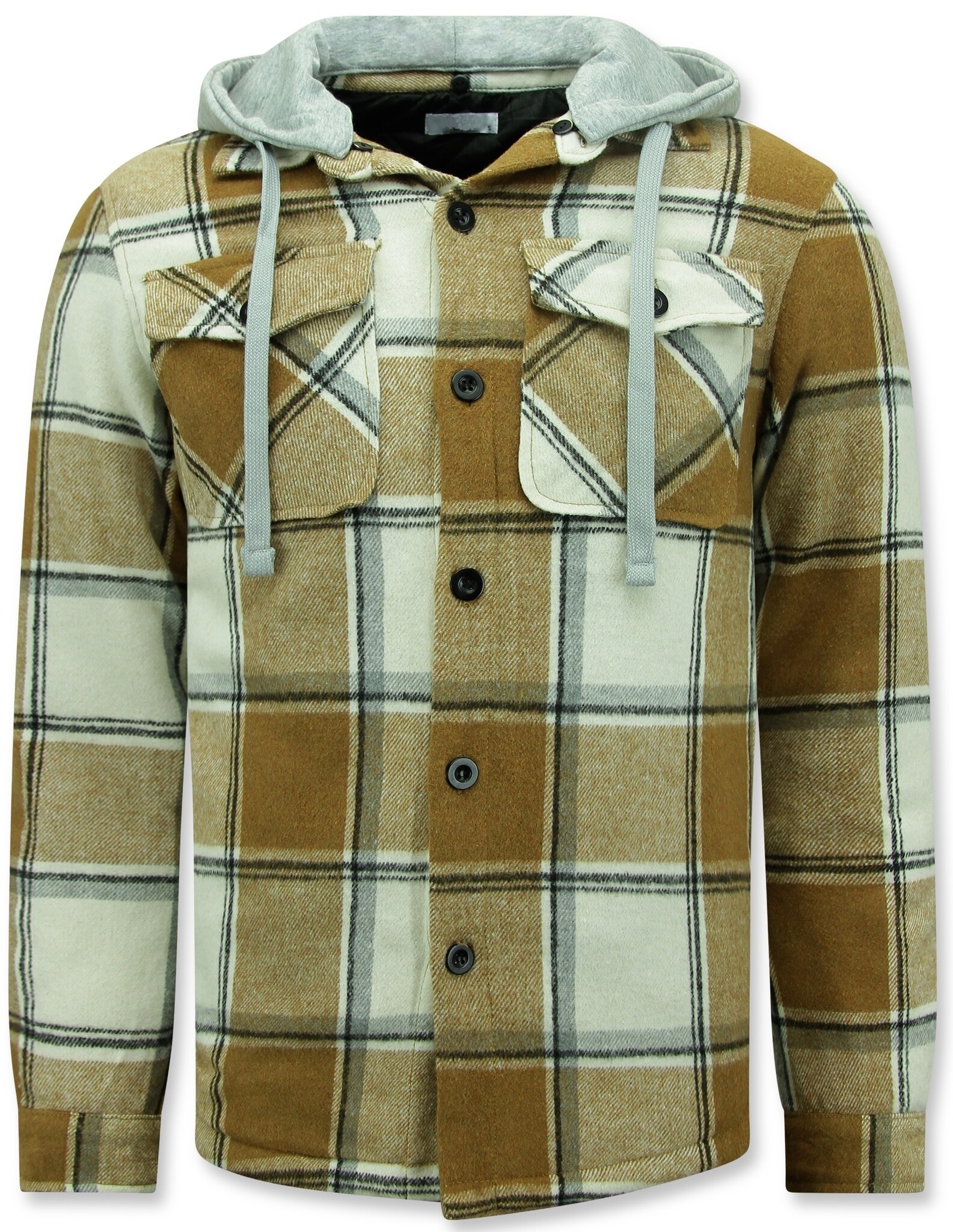 Lumber Jacket Med Huva För Herrar - Brun