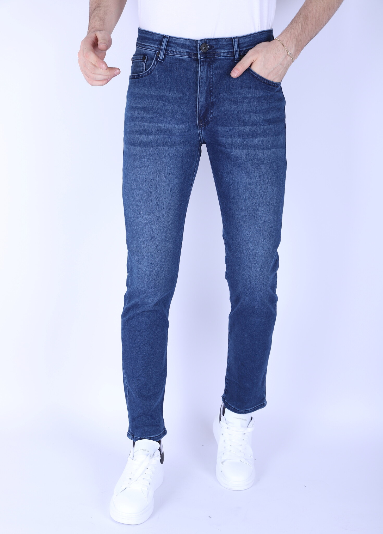 A Regular Fit Super Stretch Jeans För Män - DP - Blå