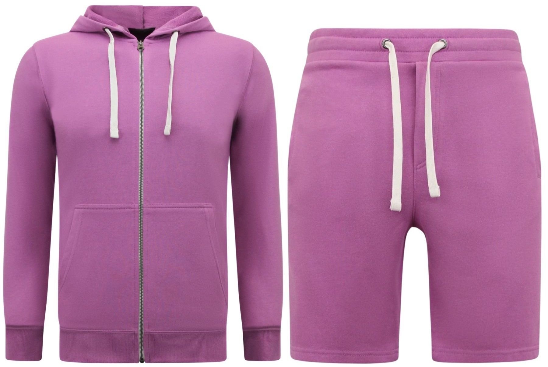 Hoodie Med Dragkedja För Män - A Joggingbyxor För Män - SET - Lila