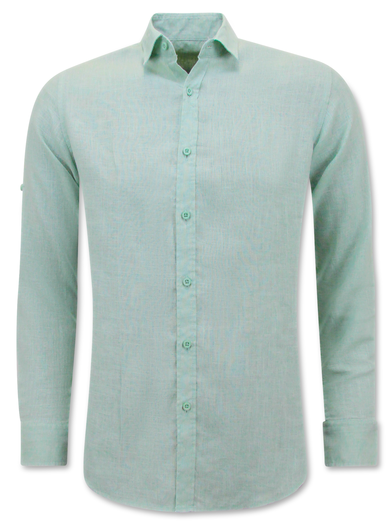 Linne Skjorta För Herr - Regular Fit - Casual Blanco - Grön