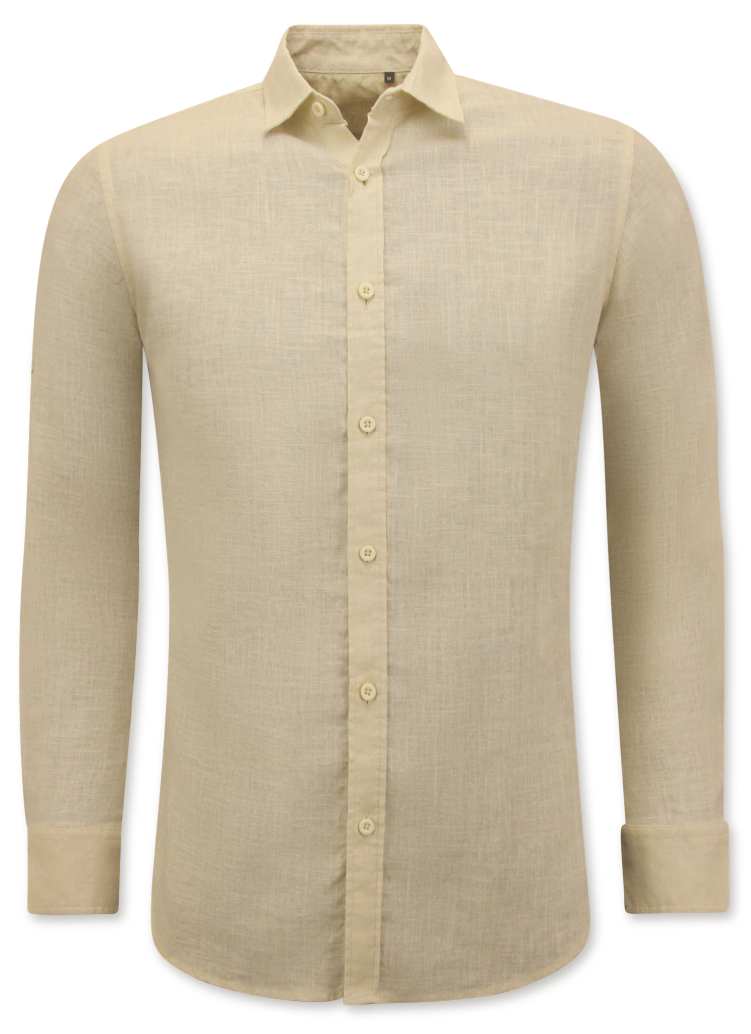 Linne Skjorta För Herr - Regular Fit - Casual Blanco - Beige