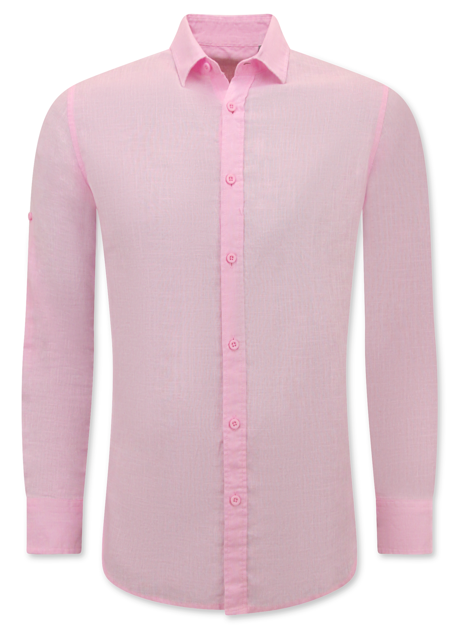 Linne Skjorta För Män - Regular Fit - Casual Blanco - Rosa