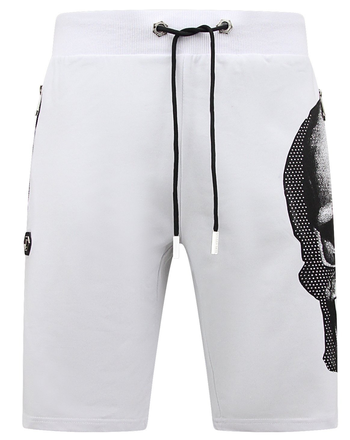 Skull - Rhinestone Shorts Vit