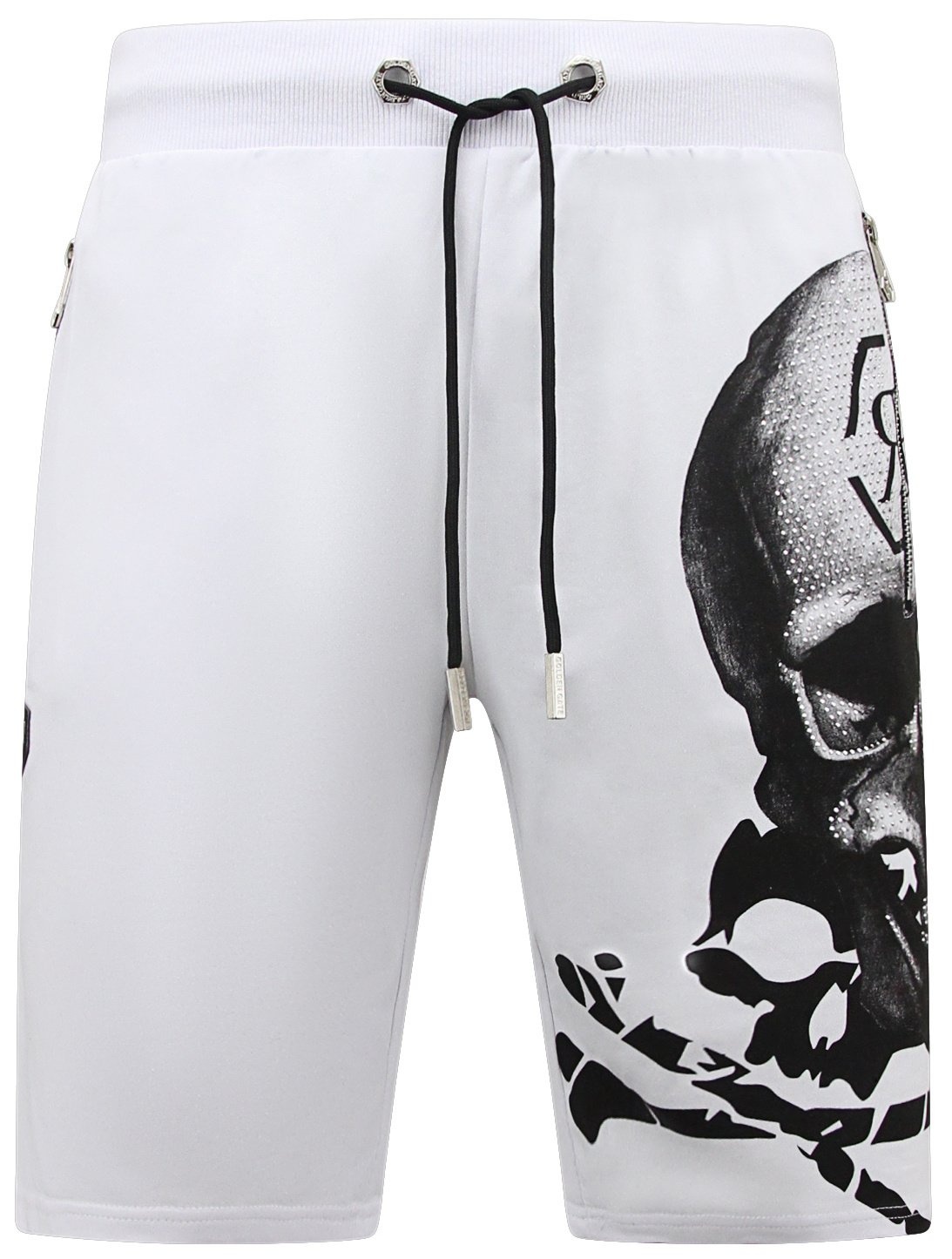 Skull - Rhinestone Shorts Vit