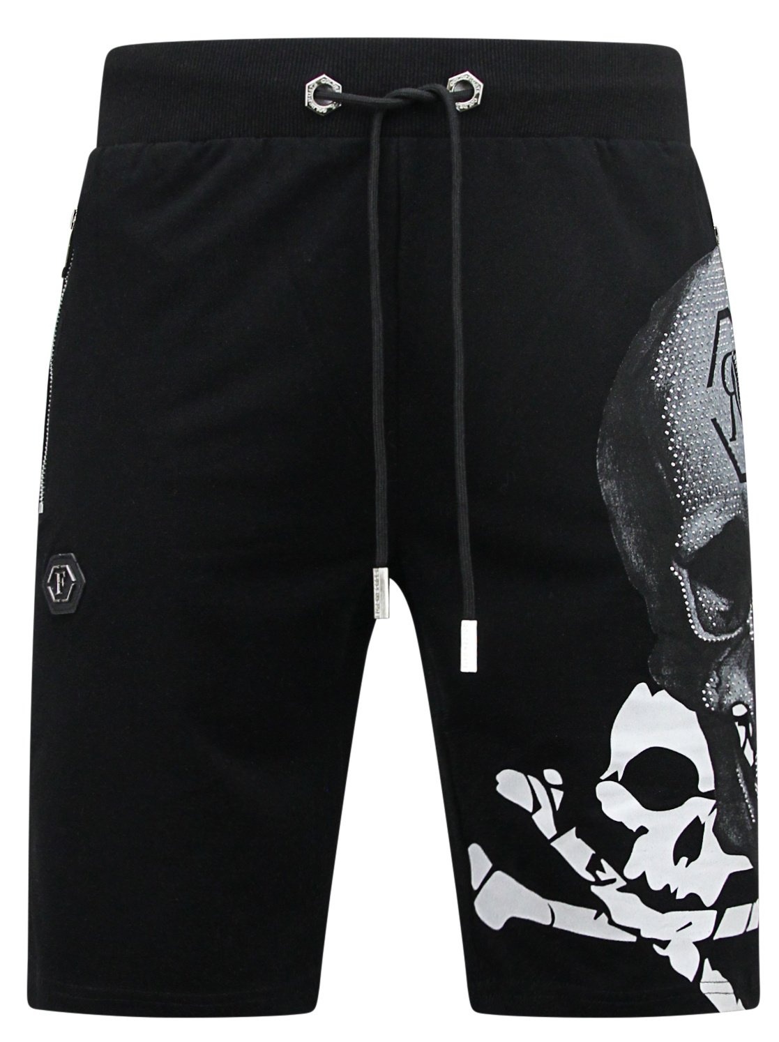 Skull - Rhinestone Shorts Svart