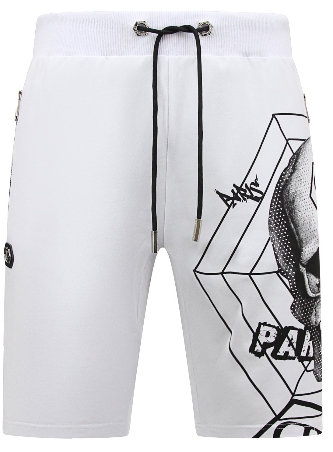 Skull - Rhinestone Shorts Vit