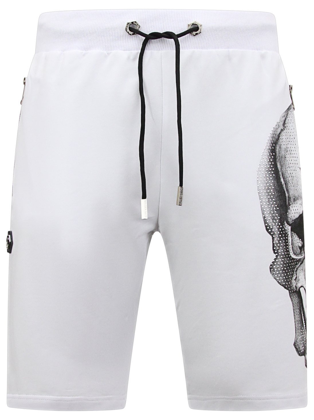 Skull - Rhinestone Shorts Vit