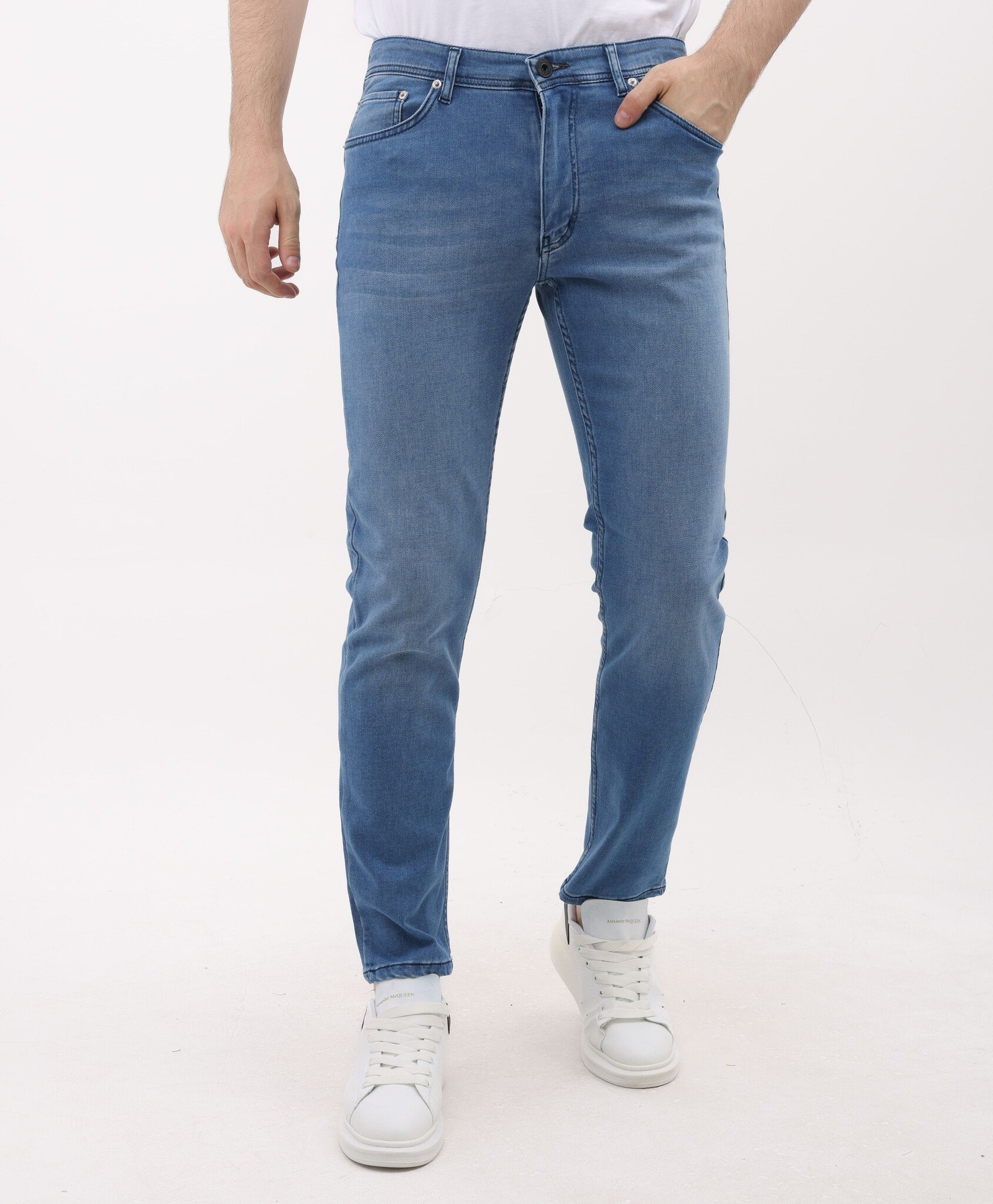 Jeans Herr - Regular Fit - Stretchbyxor Herr - MM-R- - Blå
