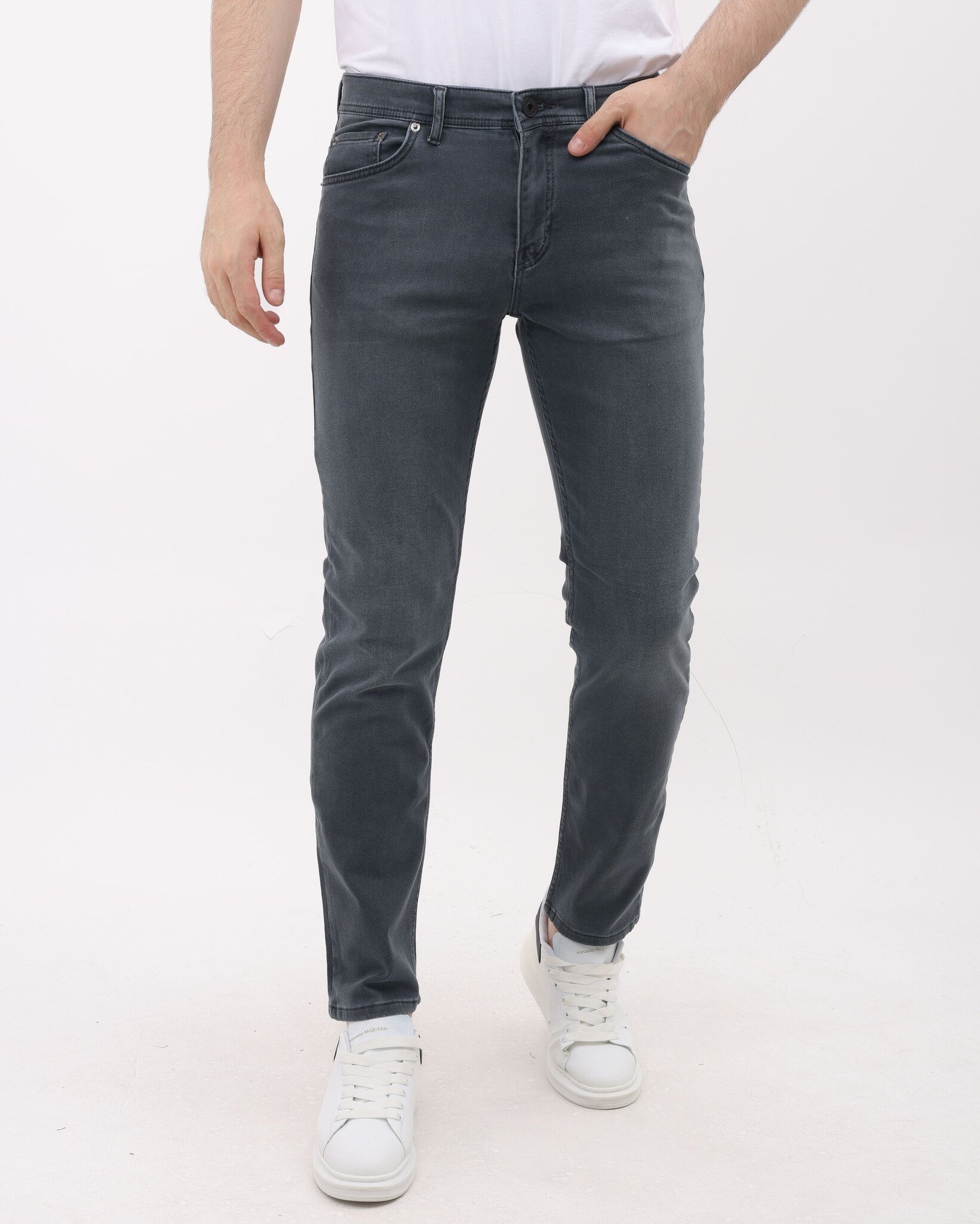 Jeans Herr Vuxna - Regular Fit - Stretchjeans Herr - MM-R- - Grå