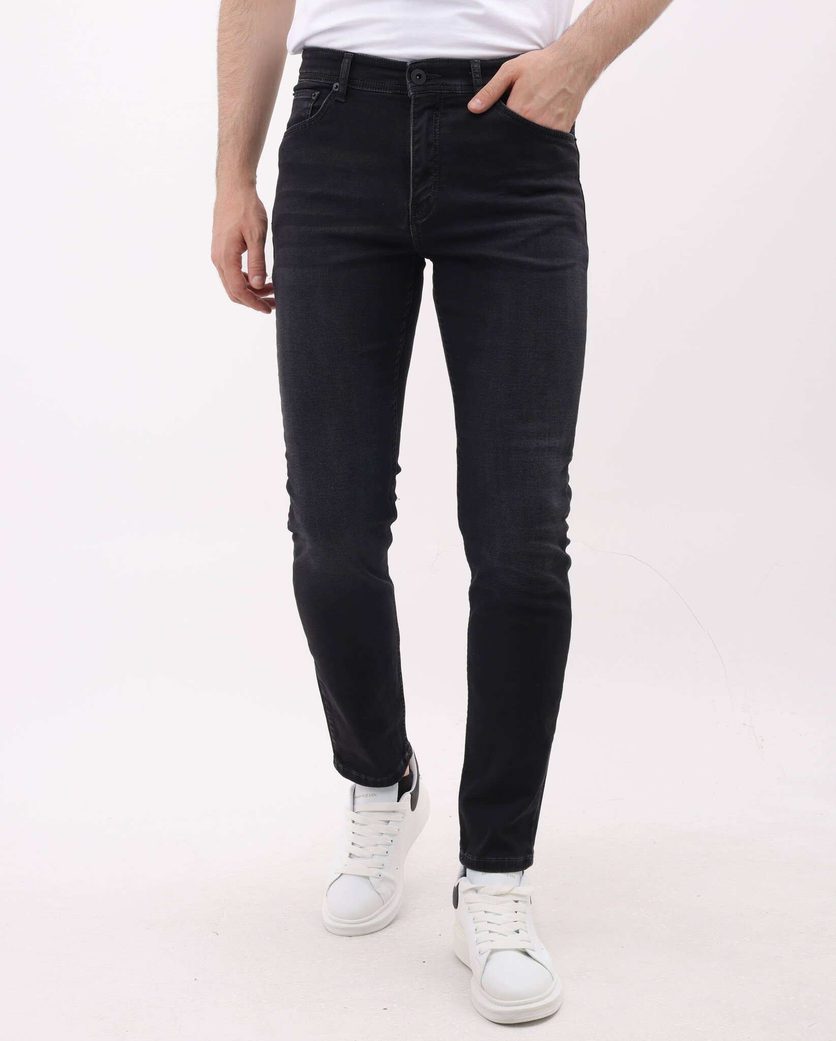 Jeans Herr Vuxna - Regular Fit - Stretchbyxor Herr - MM-R- - Mörkgrå