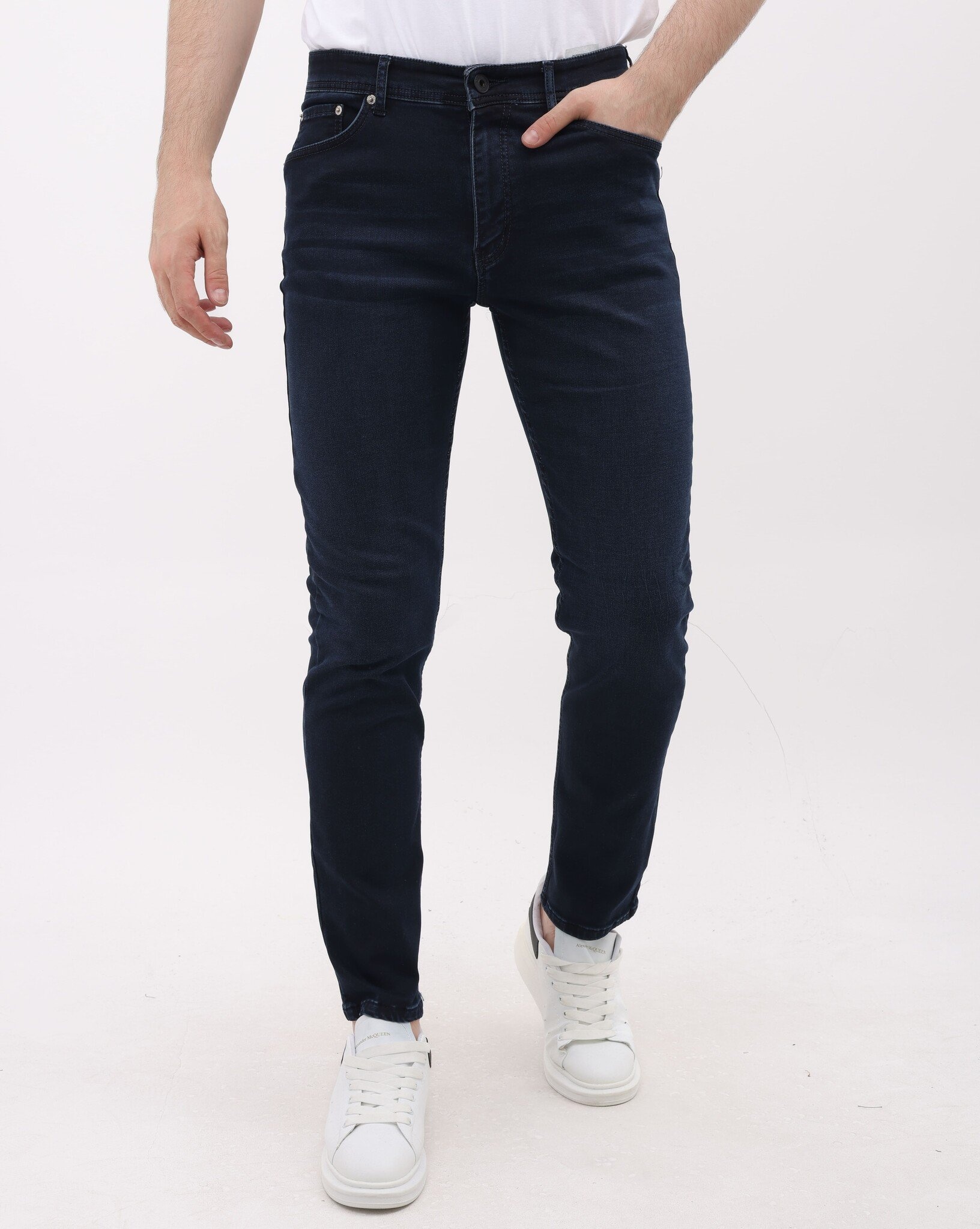 Jeans För Män - Regular Fit - Stretch Jeans - MM-R- - Mörkblå