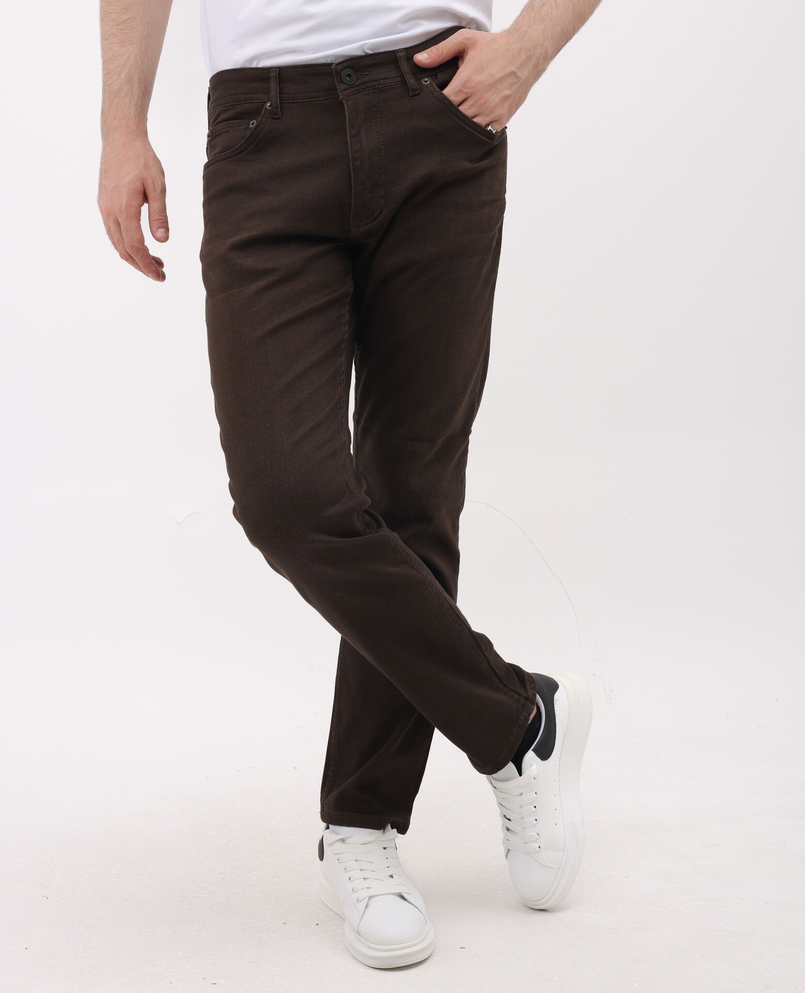 Vanliga Stretchjeans - Jeans För Män - MM-R- - Brun