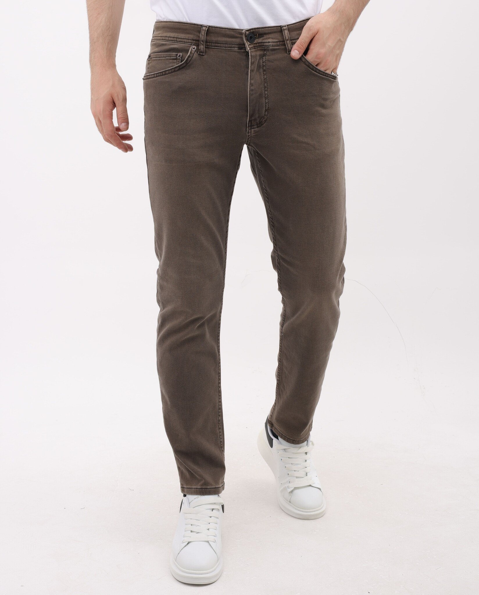 A Vanliga Jeans Herr - Stretchjeans Herr - MM-R- - Brun