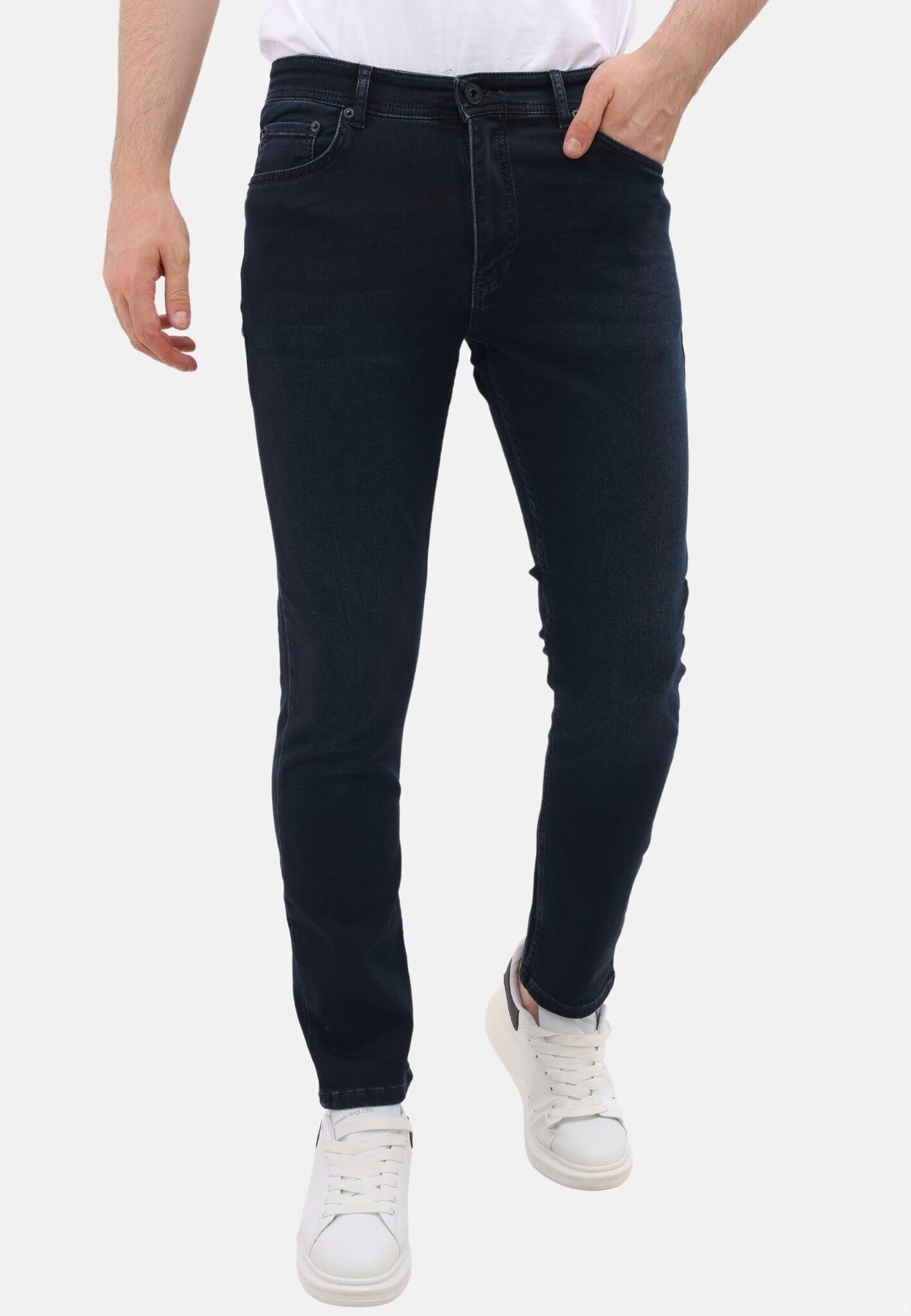 Jeans För Män Med Raka Ben - Jeans Regular Fit För Män - MM-R- - Blå