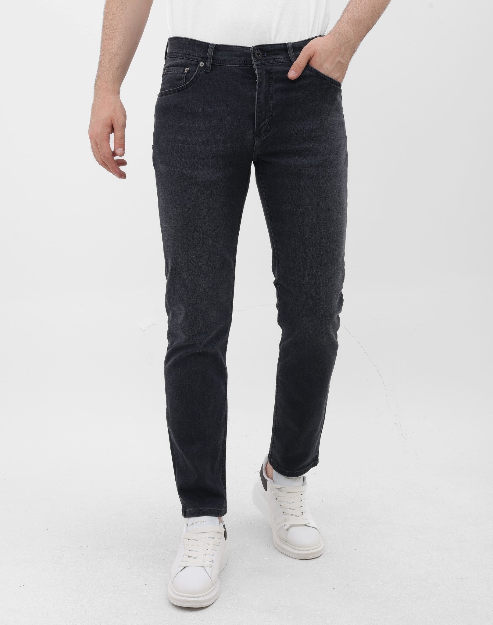 Jeans För Män Med Resår - Regular Fit - MM-R- - Grå