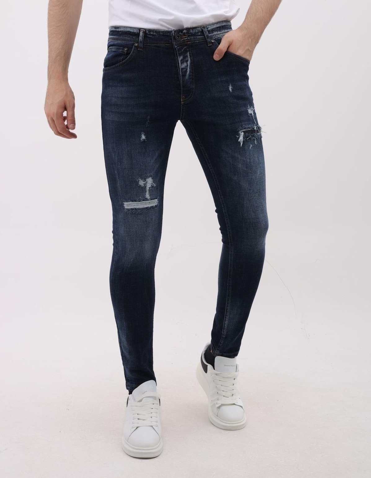 Stretchjeans Slim Fit Med Revor - MM-S- - Blå