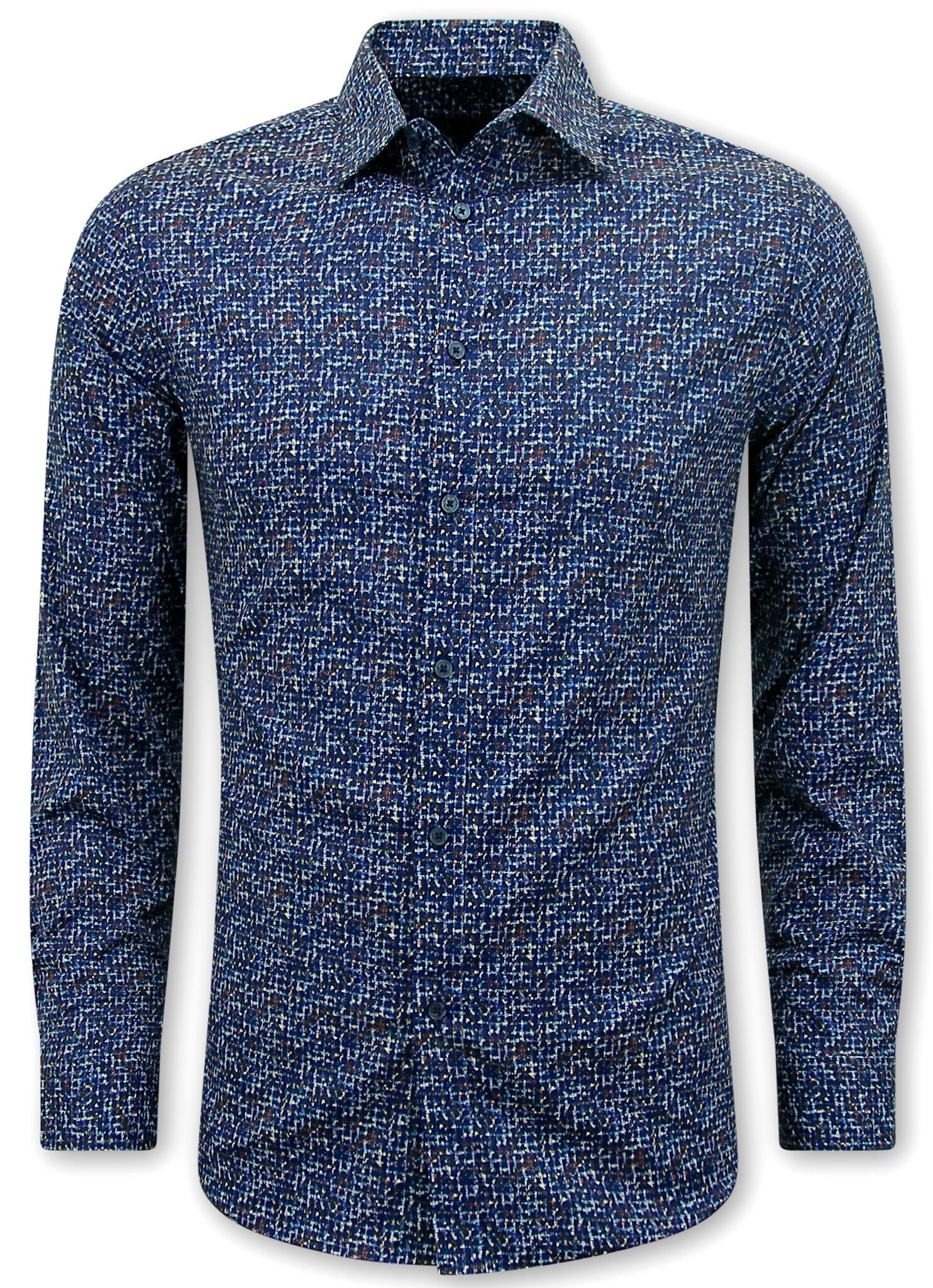 Blus Herr Långärmad - Blus Herr Slim Fit - Blå