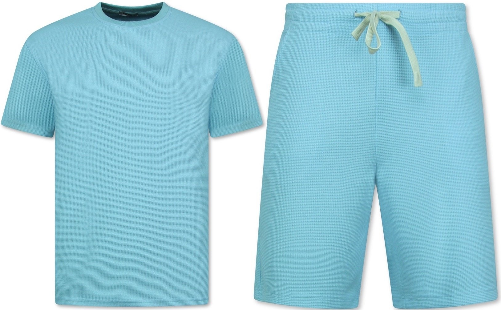 Herr Sommarset - Ribbad Oversized - Tvådelad - Twinset - Set I Set - Turkos