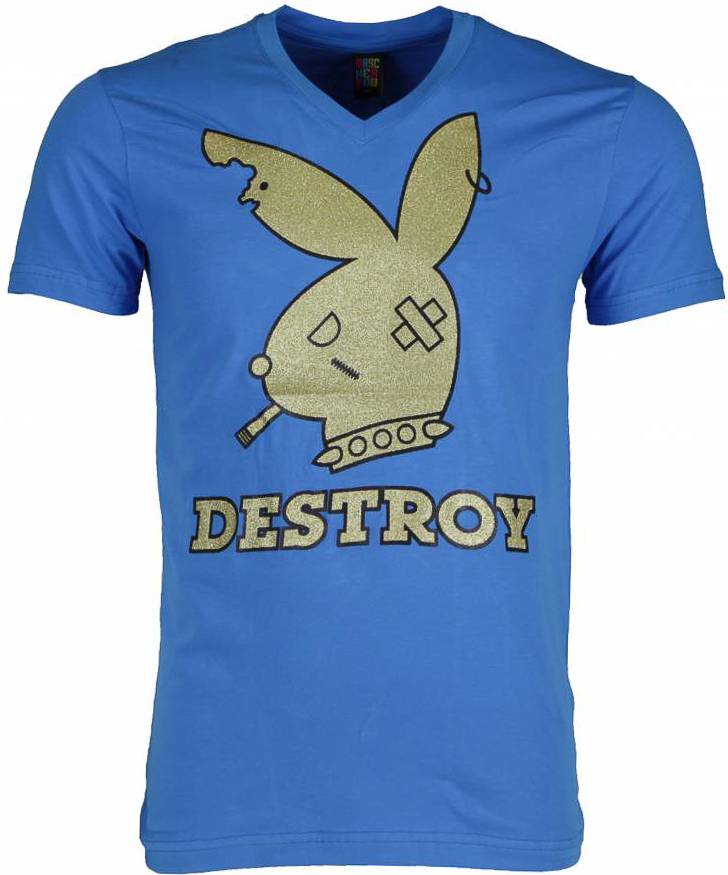 Bunny Destroy - T-Shirt Man Blå